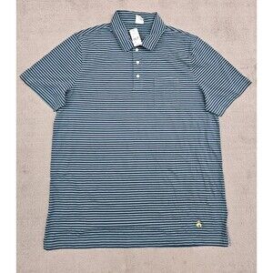 Brooks Brothers Mens Cotton Jersey Feeder Stripe Short Sleeve Polo Shirt 2X Blue
